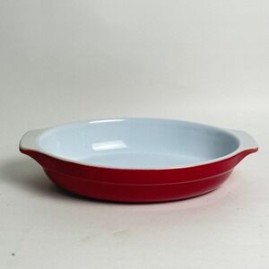 Emile Henry France Red Ceramic Oval Au Gratin Baking Dish 406 8.5 Inch